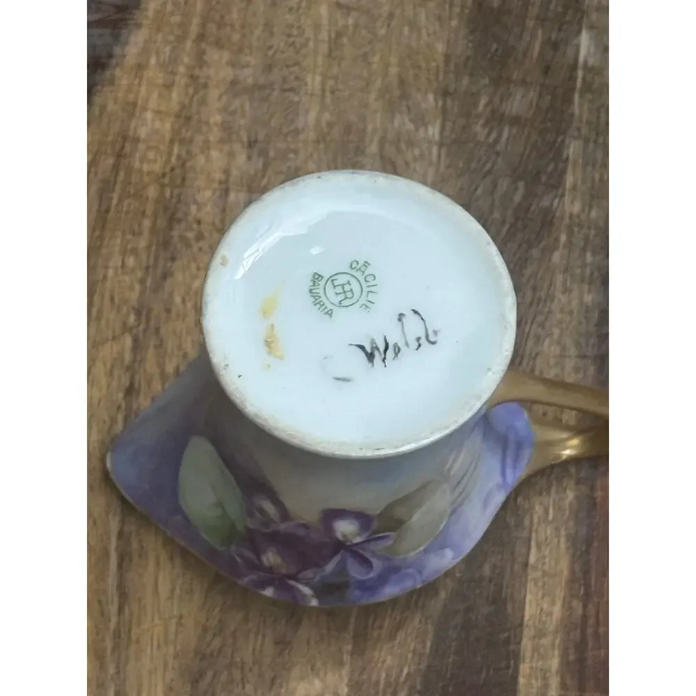 JHR Cacilie Bavaria Hutschenreuther Hand Painted Creamer Signed Violets